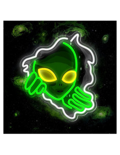 Luz de Neón Alienígena LED Verde Regulable 30x35 cm JIARODEY