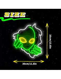 Luz de Neón Alienígena LED Verde Regulable 30x35 cm JIARODEY 2