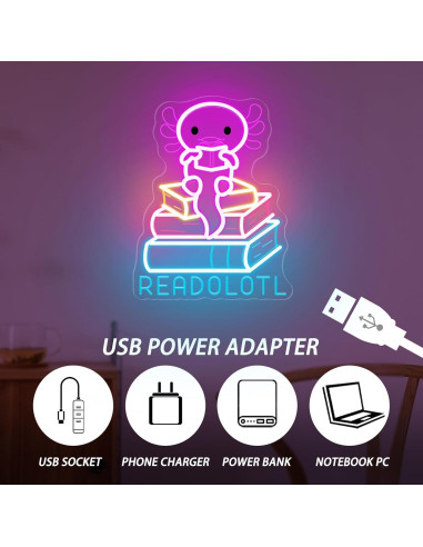 Luz de Neón LED Salamandra Readolotl 38x29 cm USB