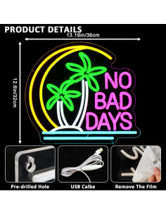 Letrero de Neón PMCVYH No Malos Días 33.5x32 cm LED Decoración 2