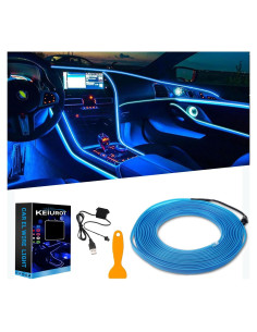 Tira de Luz LED Interior para Coche Keiurot 5M Azul USB 5V