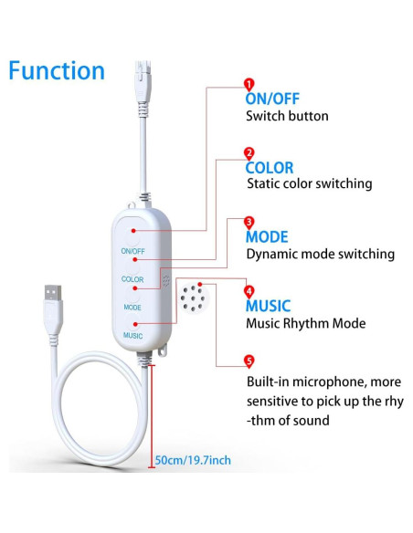 Luz de tira LED RGB Azhongxus 3m con control remoto y APP Luz de tira LED RGB Azhongxus 3m con control remoto y APP