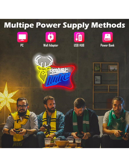 Cartel de Neón JooeTuu Cerveza Ciervo Blanca Dimmable 42.7x33.1cm Cartel de Neón JooeTuu Cerveza Ciervo Blanca Dimmable 42.7x33.1cm