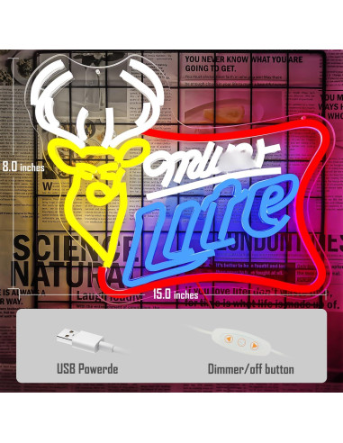 Cartel de Neón JooeTuu Cerveza Ciervo Blanca Dimmable 42.7x33.1cm