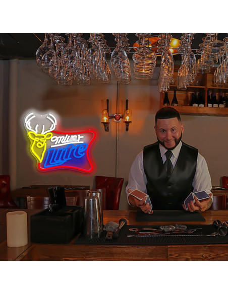 Cartel de Neón JooeTuu Cerveza Ciervo Blanca Dimmable 42.7x33.1cm Cartel de Neón JooeTuu Cerveza Ciervo Blanca Dimmable 42.7x33.1cm