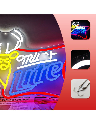 Cartel de Neón JooeTuu Cerveza Ciervo Blanca Dimmable 42.7x33.1cm