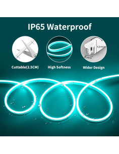Tira de Luz LED Neón RQ 5m 12V Azul Hielo Regulable IP65 2