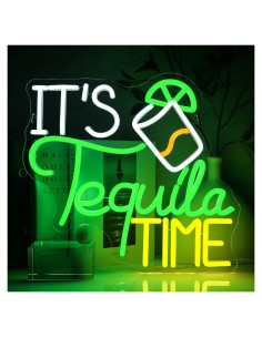 Letrero Neón LED Es Hora de Tequila 35.56x32.51cm para Bar