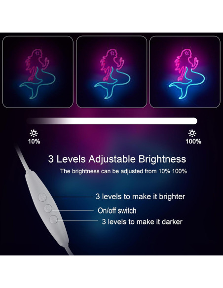 Letrero de Neón LED Sirena Hoyoelec 420mm Regulable USB Letrero de Neón LED Sirena Hoyoelec 420mm Regulable USB