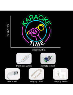 Letrero Neón Karaoke NEONLOVE Regulable USB 38x30cm 2