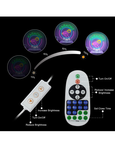 Letrero Neón Karaoke NEONLOVE Regulable USB 38x30cm