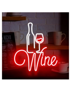 Cartel de Neón LED Woanger Vino Tinto 38x34 cm Decoración Bar