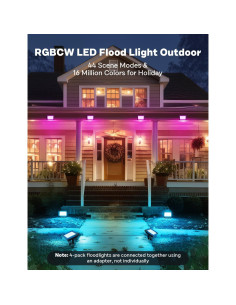 Luz de Inundación LED Exterior ALFELE 36W RGBW IP66 4 Paquete 2