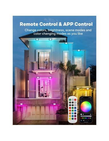 Luz de Inundación LED Exterior ALFELE 36W RGBW IP66 4 Paquete