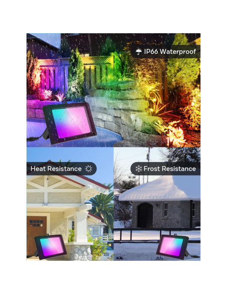 Luz de Inundación LED Exterior ALFELE 36W RGBW IP66 4 Paquete Luz de Inundación LED Exterior ALFELE 36W RGBW IP66 4 Paquete