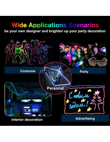 Hilo Electroluminiscente MaxLax 2.74m con Batería - 5 Colores