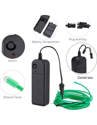 Hilo Electroluminiscente MaxLax 2.74m con Batería - 5 Colores