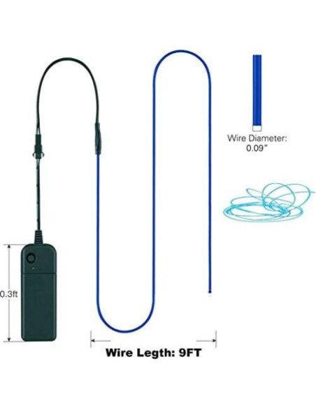 Hilo Electroluminiscente MaxLax 2.74m con Batería - 5 Colores
