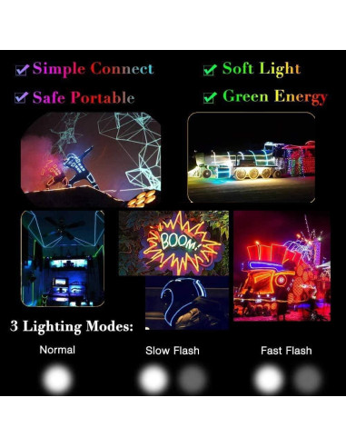 Hilo Electroluminiscente MaxLax 2.74m con Batería - 5 Colores