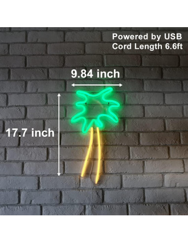 Luz de Neón Britrio Palmera 25x15 cm USB Decorativa