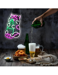Luz de Neón LED Gato Cervecero Whfobfe Decoración USB 2