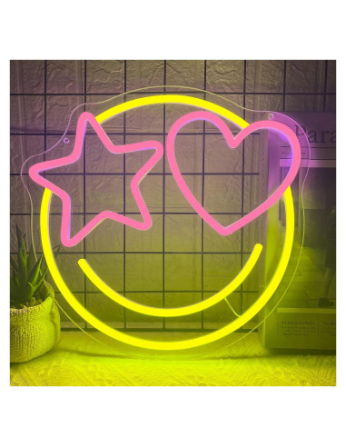 Luz de Neón LED Dimmable Cara Sonriente 33x31cm USB