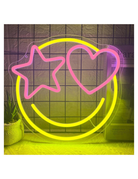 Luz de Neón LED Dimmable Cara Sonriente 33x31cm USB