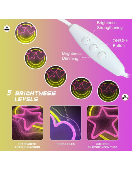 Luz de Neón LED Dimmable Cara Sonriente 33x31cm USB