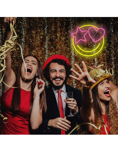 Luz de Neón LED Dimmable Cara Sonriente 33x31cm USB