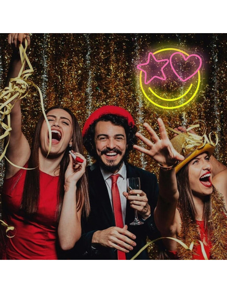 Luz de Neón LED Dimmable Cara Sonriente 33x31cm USB