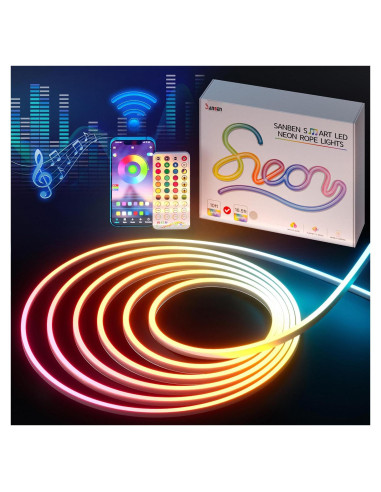 Tira de Luz LED Neón 5m SANBEN RGB Impermeable para Exterior