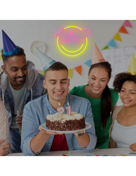 Luz de Neón LED Dimmable Cara Sonriente 33x31cm USB