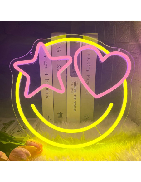 Luz de Neón LED Dimmable Cara Sonriente 33x31cm USB