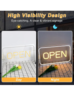 Cartel LED Abierto FLETERGIB 40.64x22.86cm Regulable USB 2