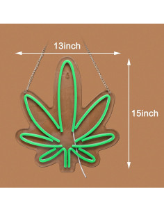 Luz de Neón Verde Hoja LED Roouneon 38x33 cm Regulable 2