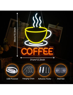 Luz de Neón LED Regulable Café BannerBlend 39x31 cm 2