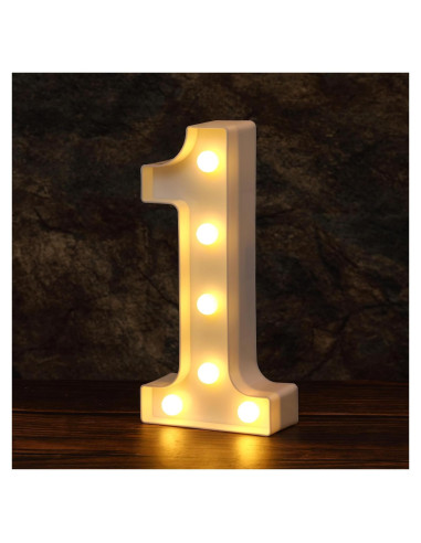 Foaky Luz Decorativa LED Número 1 para Fiestas y Bodas