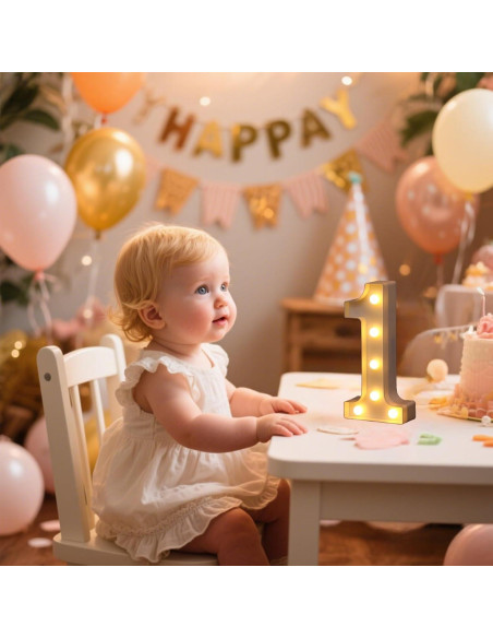 Foaky Luz Decorativa LED Número 1 para Fiestas y Bodas