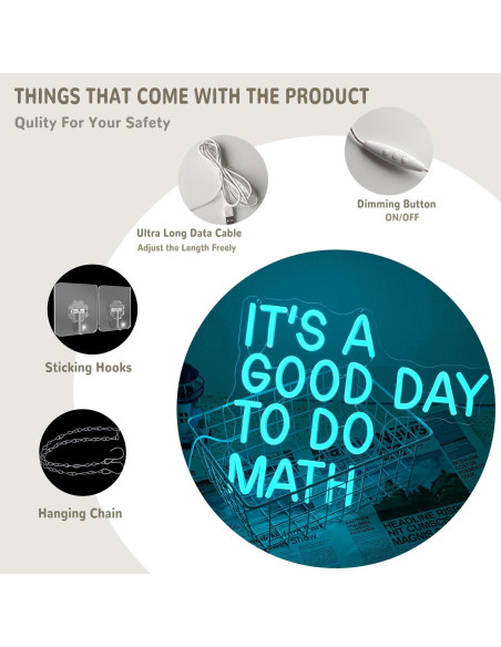 Letrero de Neón Xixkilly 'Es un buen día para hacer matemáticas' 37cm Letrero de Neón Xixkilly 'Es un buen día para hacer matemáticas' 37cm