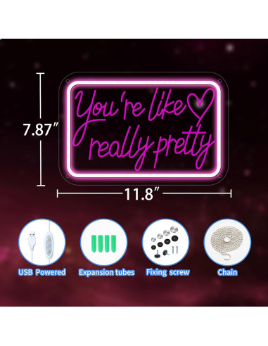 Luz de Neón LED Rosa Eres Realmente Bonita 30x20 cm