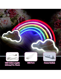 Luz de Neón Arcoíris SMOORITA 21x40 cm USB para Pared 2