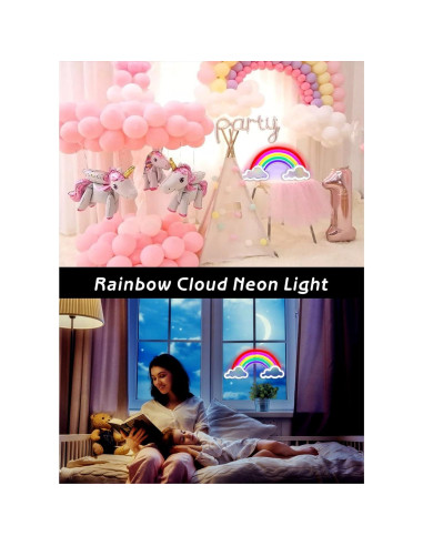 Luz de Neón Arcoíris SMOORITA 21x40 cm USB para Pared