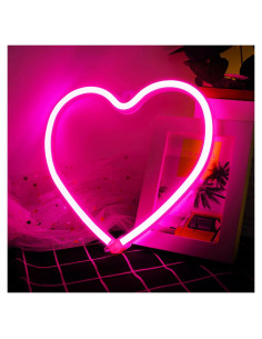 Luz de Neón Corazón Rosa HancraStore LED USB Pilas