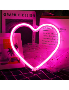 Luz de Neón Corazón Rosa HancraStore LED USB Pilas 2