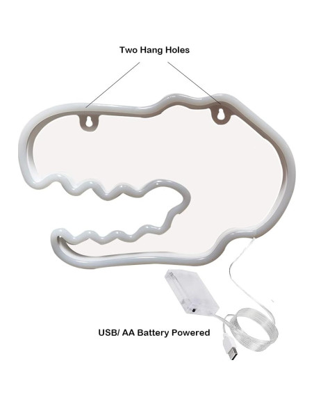 Luz de Neón Dinosaurio BYOSEKA 29x19 cm USB/Batería