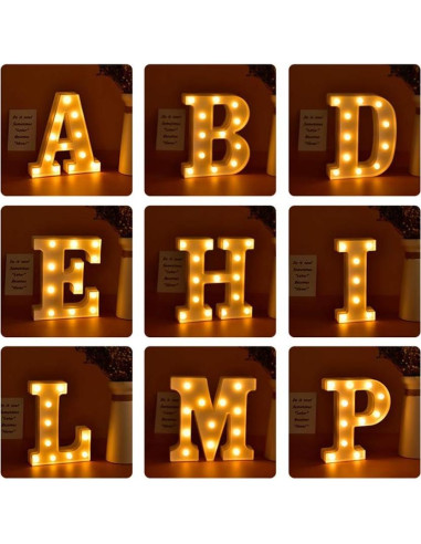 Letras de Marquee LED ODISTAR A 24.5 cm Decoración Boda Cumpleaños