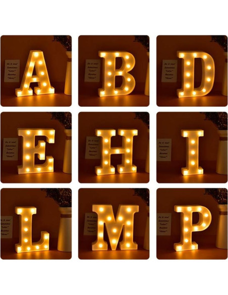 Letras de Marquee LED ODISTAR A 24.5 cm Decoración Boda Cumpleaños