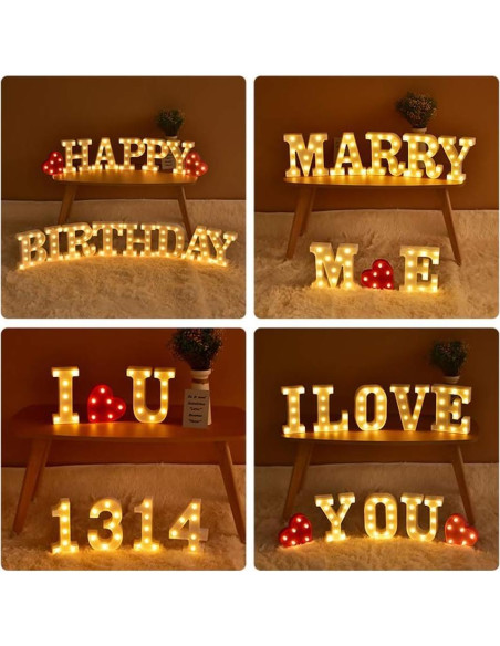 Letras de Marquee LED ODISTAR A 24.5 cm Decoración Boda Cumpleaños