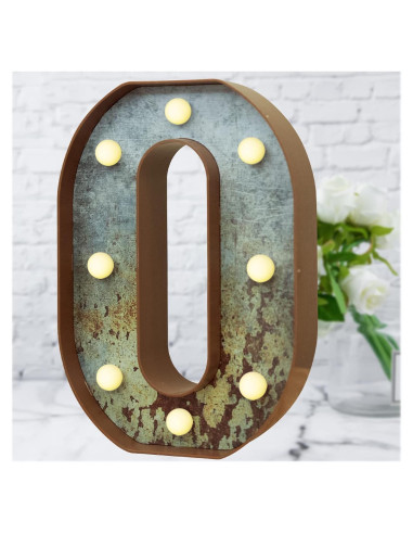 Letras Iluminadas LED Vintage Industrial Maigo Letra O Oxidada