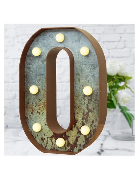 Letras Iluminadas LED Vintage Industrial Maigo Letra O Oxidada